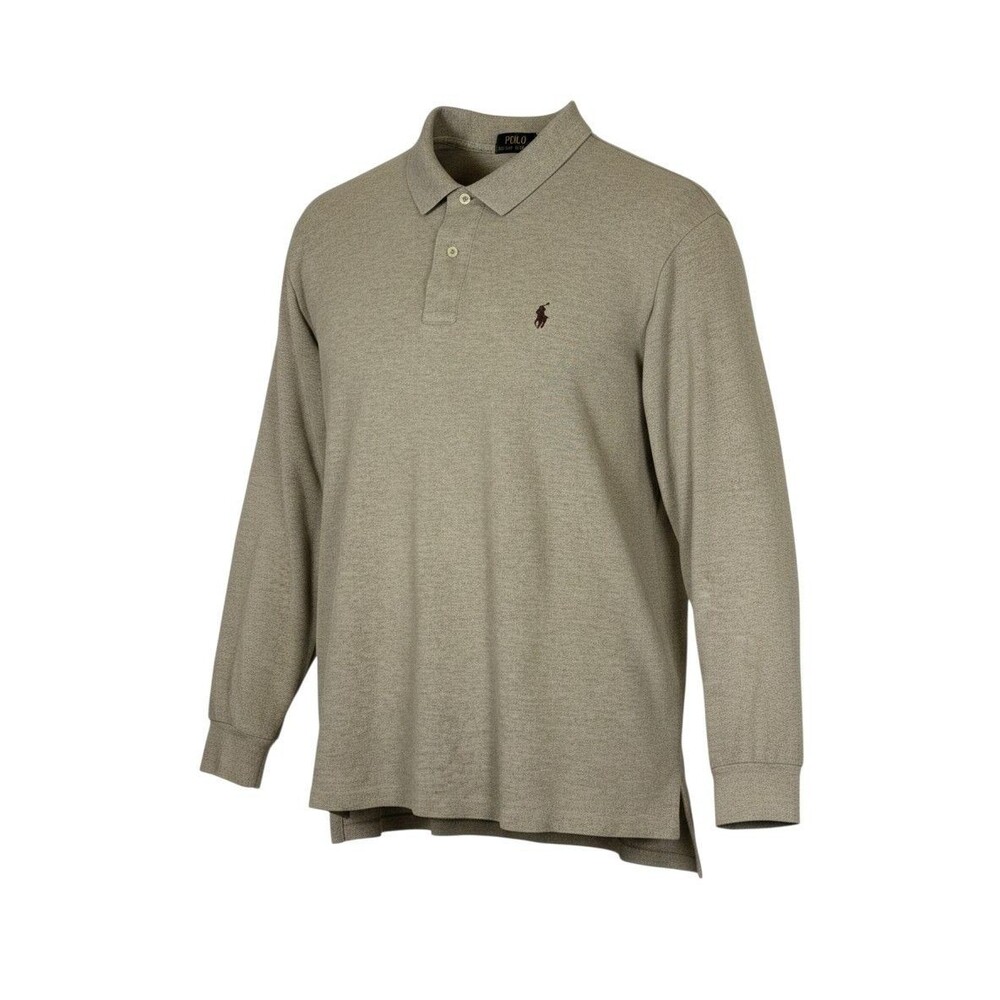 Polo Ralph Lauren Polo Shirt Mens XXL 2XL Gray Long Sleeve Pique Knit Pony Logo